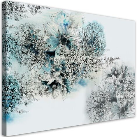 Quadro su tela, Astrazione dei fiori blu - 120x80 (1/4)