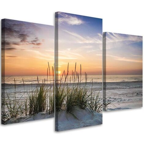 Foto in Cornice marrone XXL tramonto Quadro mare blu 120x80 cm