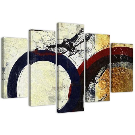 Quadro su tela 5 paneli Cerchio astratto colorato - 100x70 (1/5)