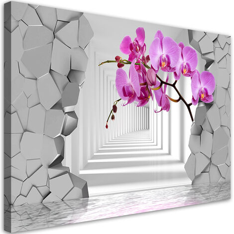 Arte da parete su tela con orchidea viola per soggiorno