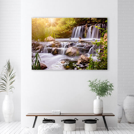 Visario Quadro Su Tela XXL 160x80 Cm – Cascata 5520-SCT – Stampa D'Arte Pronta Da Appendere – Telaio In Legno