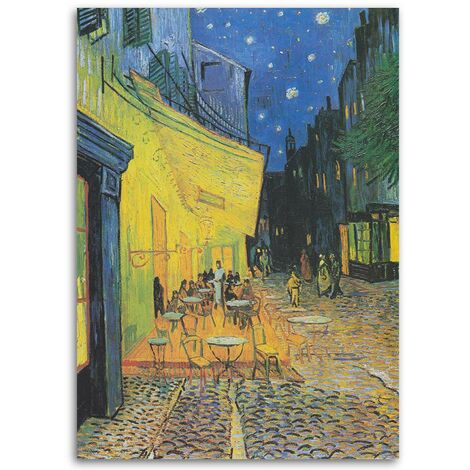 Stampa su tela, Terrazza di un caffà¨ di notte - riproduzione di V. van Gogh  - 70x100