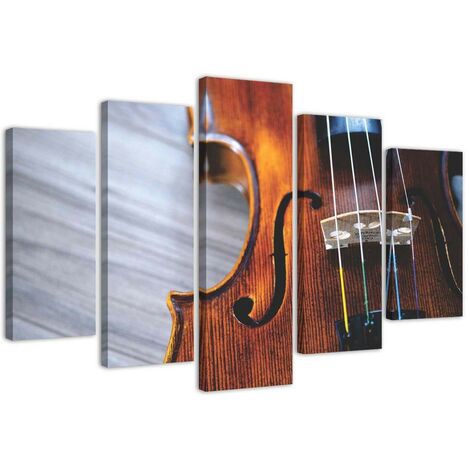 Quadri Quadro 5 pezzi Stampa su tela Musica per violino - 200x100 (1/5)