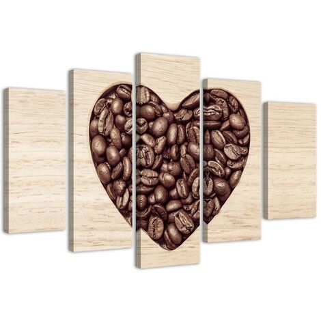 Quadro su tela 5 paneli Caffà¨ del cuore - 150x100 (1/5)