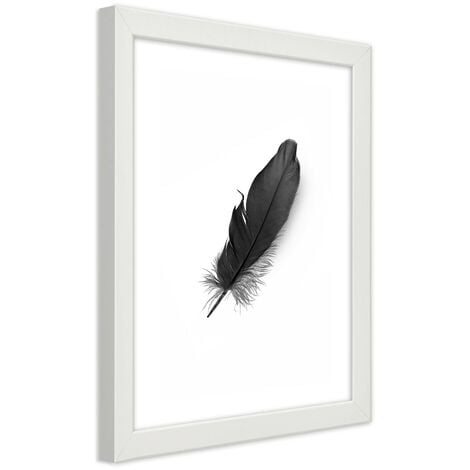 Quadro con cornice, Piuma nera - 30x45