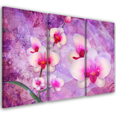 Quadro su tela 3 paneli, Astrazione dei fiori di orchidea - 120x80 (1/4)