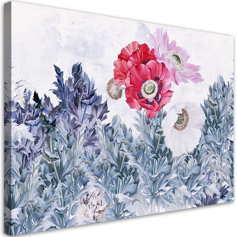 Quadro su tela, Poppies dipinti in giardino - 100x70 (1/5)