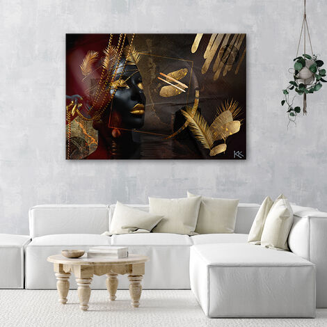 Quadro su tela, African Woman Gold Abstraction - 120x80