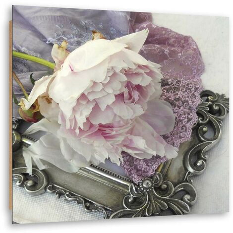 Quadro deco panel, Rosa su uno specchio - 30x30