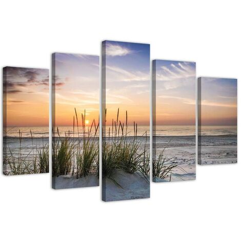 Quadro su tela 5 paneli Tramonto sulla spiaggia - 150x100 (1/5)