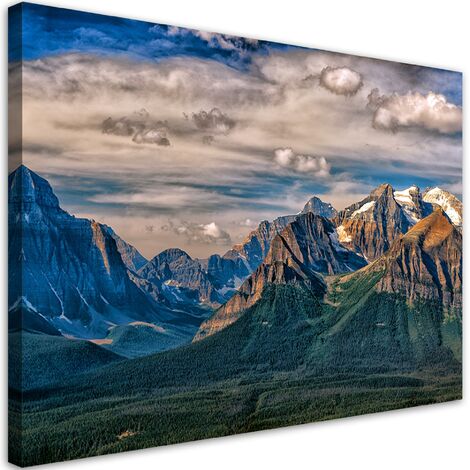 Quadro Montagne Dolomiti 100x70 Cm - Stampa Su Tela Alpe Di Siusi Arredo Moderno Per Soggiorno E Camera 1202444