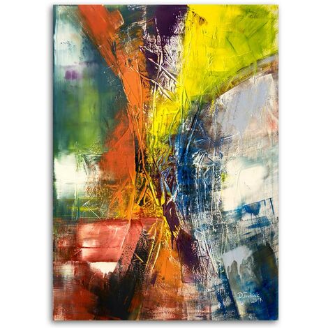 QUADRO MODERNO AZZURRO GIALLO DECORATIVO - DipintiAstratti