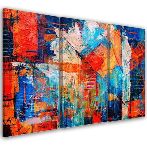 Quadro su tela 3 paneli, Mano di astrazione arancione -pinto - 150x100