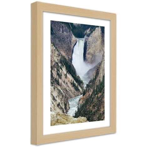 Quadro con cornice, Grande cascata in montagna - 70x100
