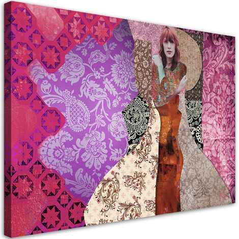 Quadro su tela, Una donna su uno sfondo decorativo - 120x80 (1/4)
