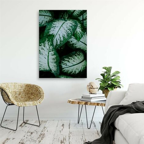 Tableau Botanique Moderne Quadro, Feuilles Et Baies, Tons Vert Et Beige