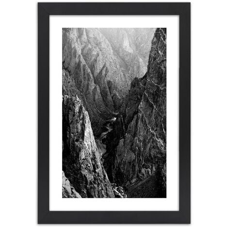 Quadro con cornice, Paesaggio montano in bianco e nero - 40x60