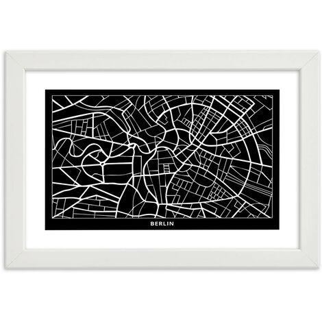 JUNOMI Poster Berlino Con Cornice – Formato DIN A4, Mappa Della Città, Design Scandinavo, Decorazione Da Parete