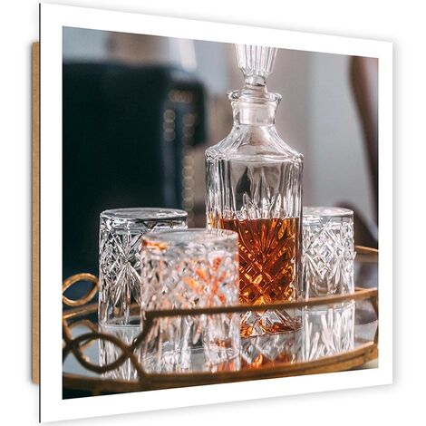 Quadro deco panel, Whisky - decanter e bicchieri - 40x40 (1/5)