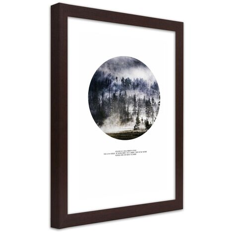 Quadro con cornice, Foresta nella nebbia - 40x60