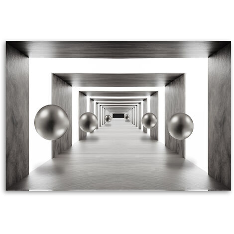 Quadro deco panel, Tunnel Silver 3D Balls - 100x70