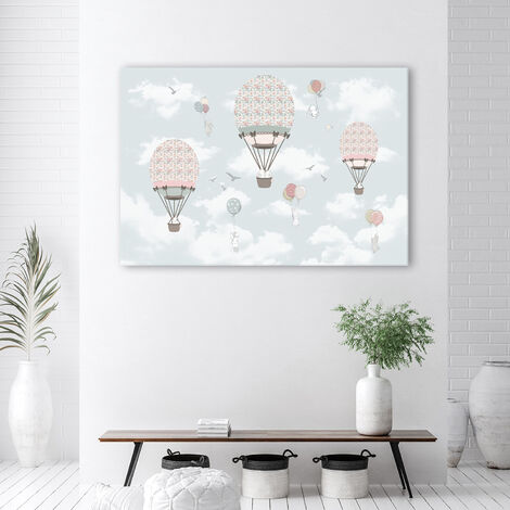 Quadro deco panel, Animali da volo a palloncini colorati - 60x40