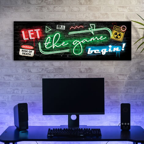 Quadro deco panel, Iscrizione per il giocatore Neon Gaming - 120x40