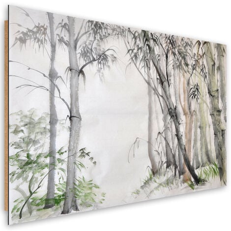 Quadro deco panel, Foresta di alberi grigi dipinti - 100x70