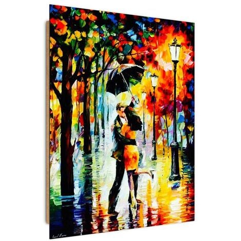 Quadro deco panel, Coppia di innamorati sotto l'ombrello - 40x60