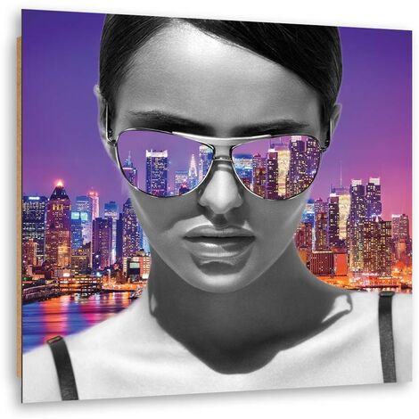 Quadro deco panel, Donna Pop Art a New York - 40x40 (1/5)