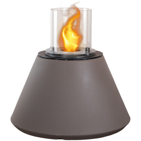 camino bioetanolo da terra per interno esterno divina fire "stromboli" in resina tortora ø60x56 cm