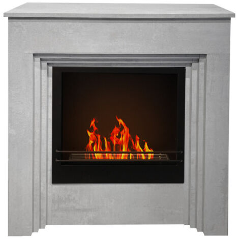 Camino a bioetanolo da terra BELLINI in legno effetto Cemento Made in Italy L96 x P35 x H96