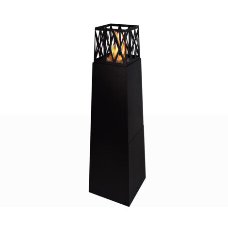 camino bioetanolo da terra per esterno divina fire "vulcano" in acciaio nero 40x40x145 cm