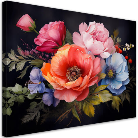 Quadro su tela, Fiori colorati - 120x80 (1/5)