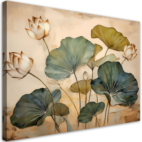 Quadro su tela, Iris Foglie Piante Fiori - 60x40