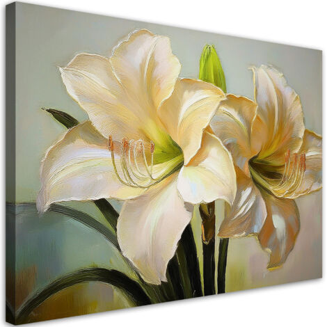Quadro su tela, Fiore dipinto di bianco - 120x80 (1/5)
