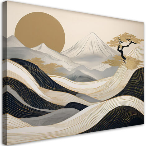 Quadro su tela, Paesaggio boho giapponese - 120x80 (1/5)