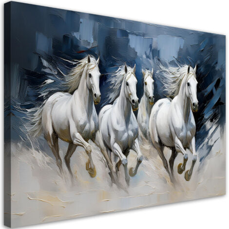 Quadro su tela, Animali cavallo bianco - 120x80