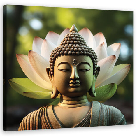 Quadro su tela, Statua di fiori di Buddha - 30x30 (1/5)