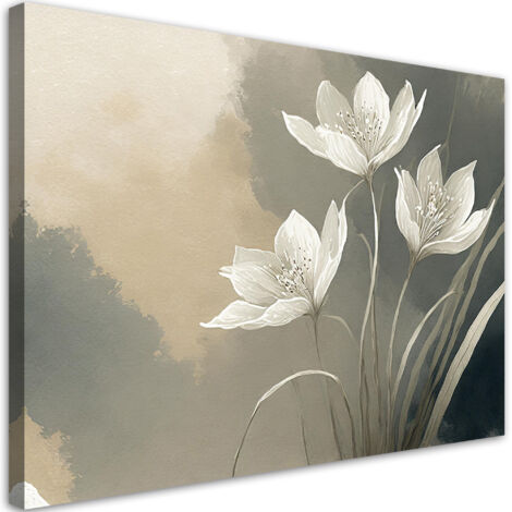 Quadro su tela, Fiori astratti beige - 120x80