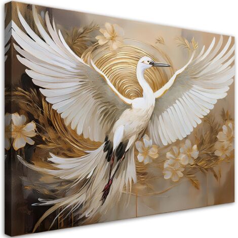 Quadro su tela, Uccelli Fiori Astrazione - 60x40 (1/5)