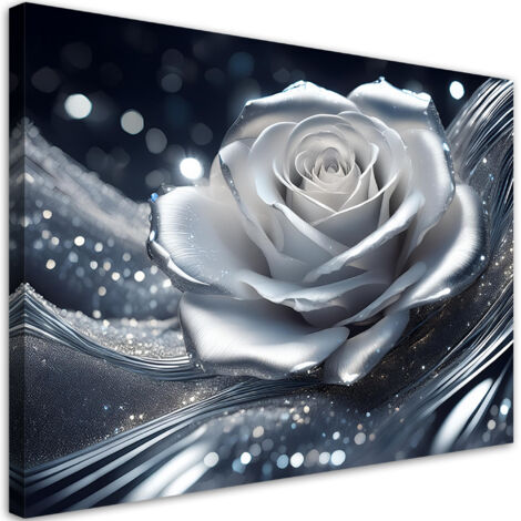 Quadro su tela, Fiore rosa argento - 120x80 (1/5)