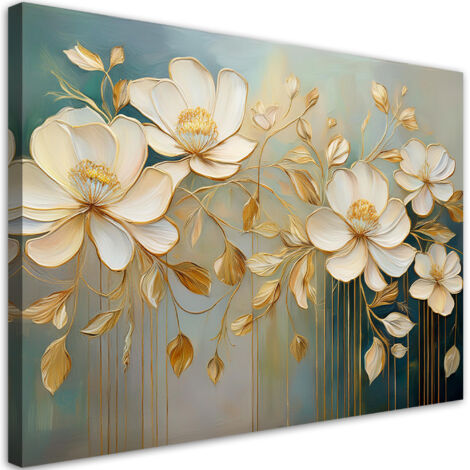 Moderna dipinti su tela, fiori dipinti Modern Home Decor Wall Art pittura fiori colorati 3D interno con cornice in legno pronta da appendere ( 12INCHX16INCHX3