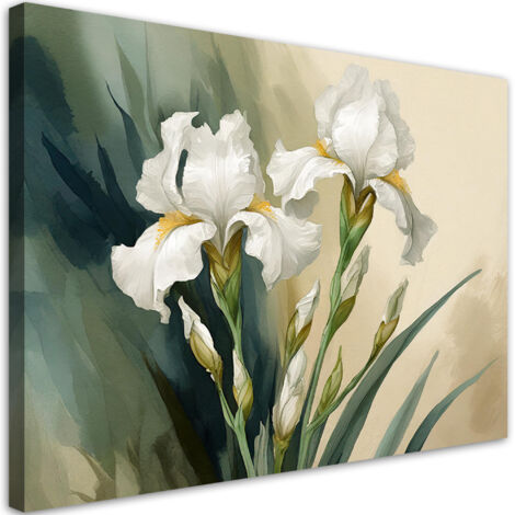 Quadro su tela, Fiori bianchi ad acquerello - 90x60 (1/5)