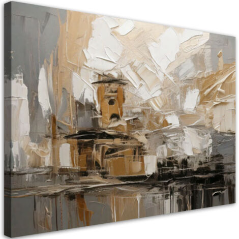 Quadro su tela, Astrazione in marrone e beige - 120x80 (1/3)