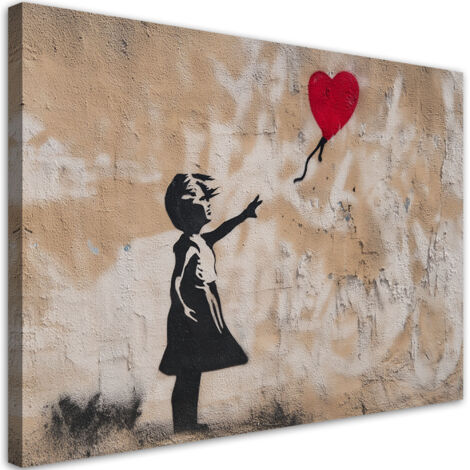 Quadro Tela Banksy Ragazza Con Palloncino Rosso – 4 Pannelli 30,5x30,5 Cm – Decorazione Murale Moderna - 3