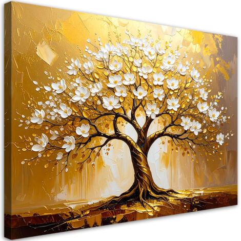 Quadro su tela, Albero della vita in oro Astratto - 60x40