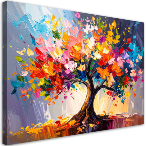 Quadro su tela, Albero della vita colorato in fiore in 3D - 60x40