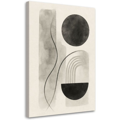 Quadro su tela, Astrattismo geometrico Minimalismo Nero Acquerello - 80x120 (1/3)