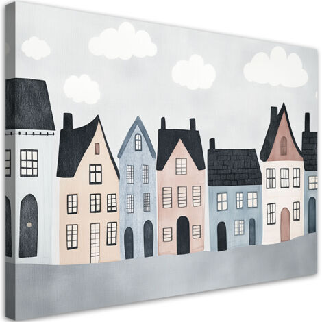 Quadro su tela, Case colorate citt - 100x70 (1/3)